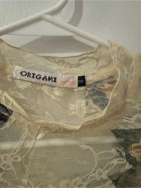 Origami Cream Sheer Lace Women's Top